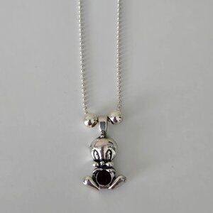 Vintage 926 Sterling Silver Tweety Bird Red Stone Pendant Necklace NWOT